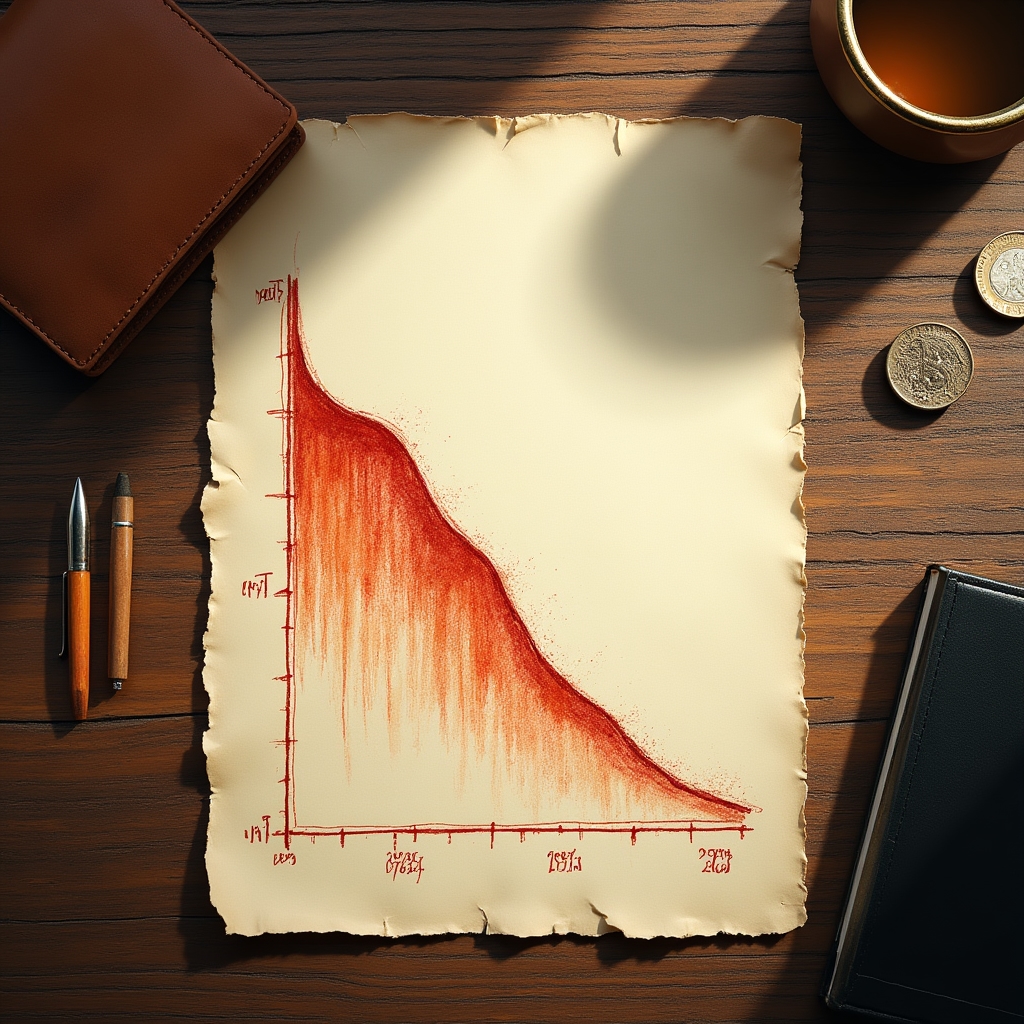 Grafische Darstellung wie Schulden durch Zinseszinseffekt über die Zeit wachsen, symbolisiert durch ansteigende Kurve